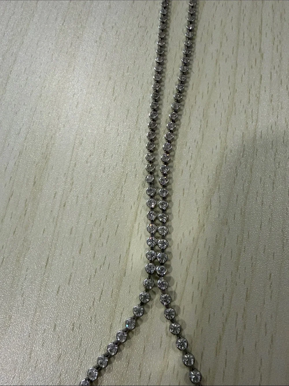 Silver Rhinestone Y-Drop Necklace - Picture 2 of 5